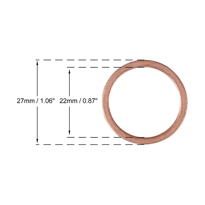 200pcs Metric M22x27x1.5mm Copper flat washer gasket Copper crush washer Sealing Ring for Screw Bolt Nut