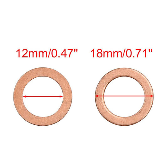 300pcs Metric M12x18x1mm Copper flat washer gasket Copper crush washer Sealing Ring for Screw Bolt Nut