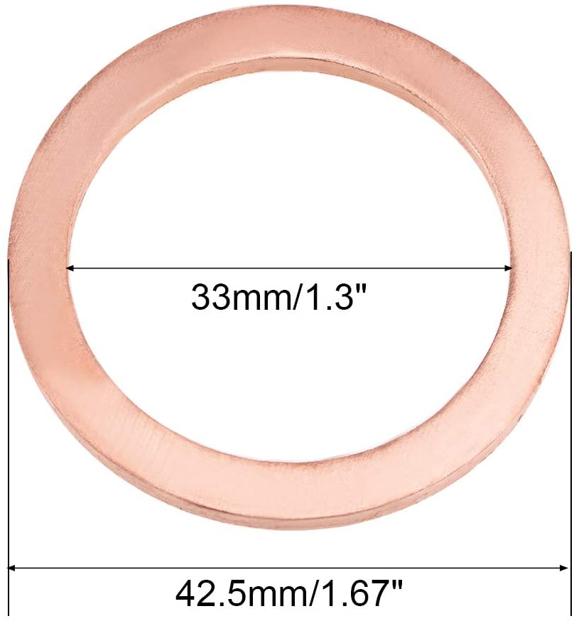 50pcs Metric M33x42.5x2mm Copper flat washer gasket Copper crush washer Sealing Ring for Screw Bolt Nut