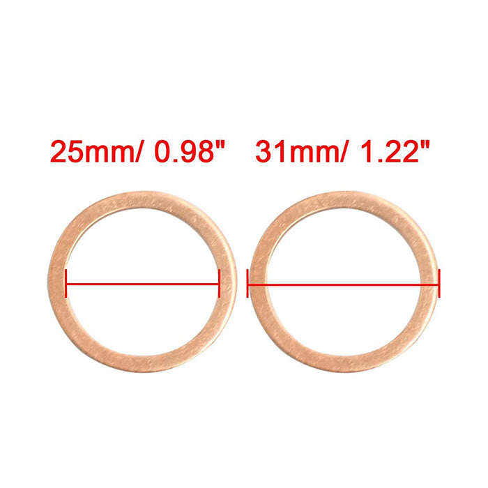 250pcs Metric M25x31x1mm Copper flat washer gasket Copper crush washer Sealing Ring for Screw Bolt Nut