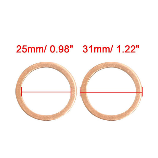 250pcs Metric M25x31x1mm Copper flat washer gasket Copper crush washer Sealing Ring for Screw Bolt Nut