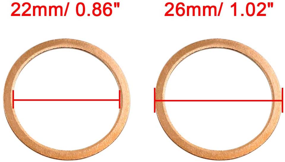 200pcs Metric M22x26x1mm Copper flat washer gasket Copper crush washer Sealing Ring for Screw Bolt Nut