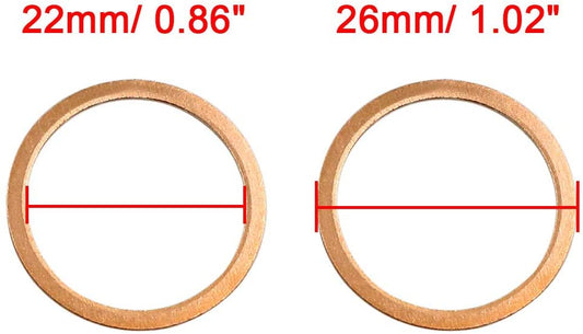 200pcs Metric M22x26x1mm Copper flat washer gasket Copper crush washer Sealing Ring for Screw Bolt Nut