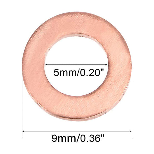 800pcs Metric M5x9x1mm Copper flat washer gasket Copper crush washer Sealing Ring for Screw Bolt Nut