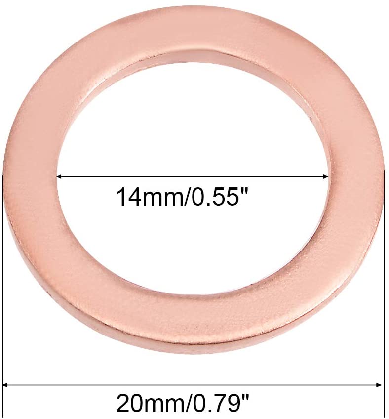 300pcs Metric M14x20x1.5mm Copper flat washer gasket Copper crush washer Sealing Ring for Screw Bolt Nut