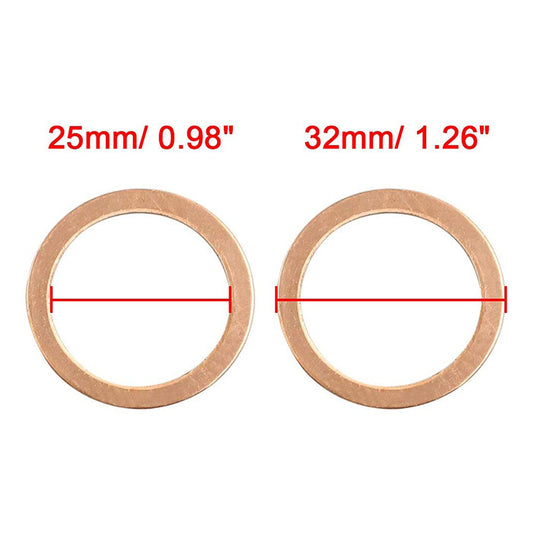 150pcs Metric M25x32x1mm Copper flat washer gasket Copper crush washer Sealing Ring for Screw Bolt Nut