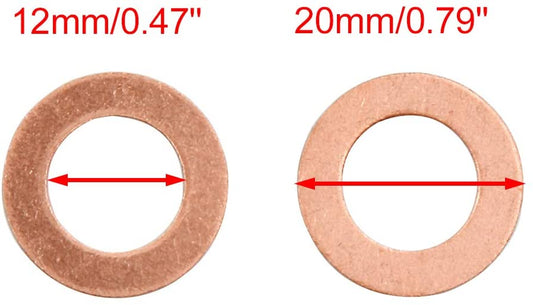 200pcs Metric M12x20x1mm Copper flat washer gasket Copper crush washer Sealing Ring for Screw Bolt Nut