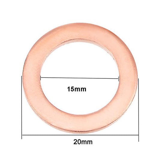 200pcs Metric M15x20x1.5mm Copper flat washer gasket Copper crush washer Sealing Ring for Screw Bolt Nut