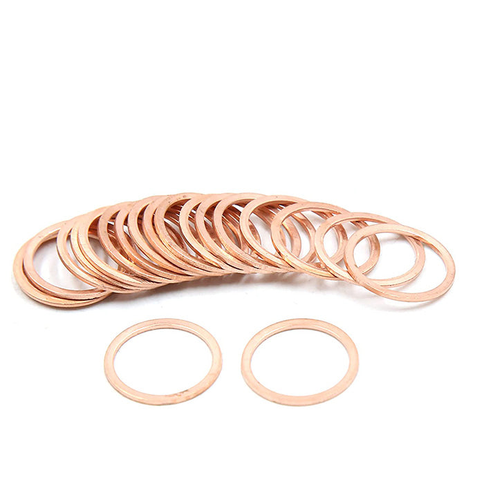 200pcs Metric M17x21x1mm Copper flat washer gasket Copper crush washer Sealing Ring for Screw Bolt Nut