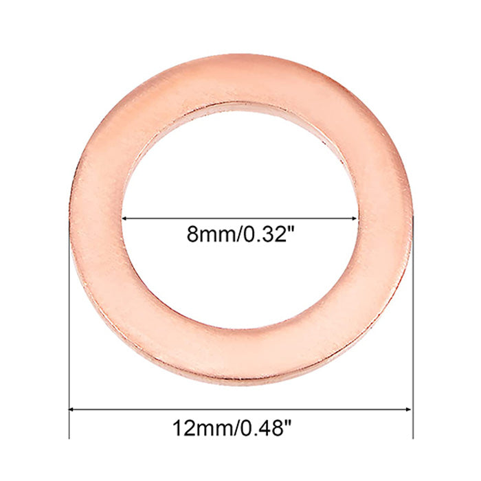 300pcs Metric M8x12x1mm Copper Flat Washer Sealing Ring for Screw Bolt Nut