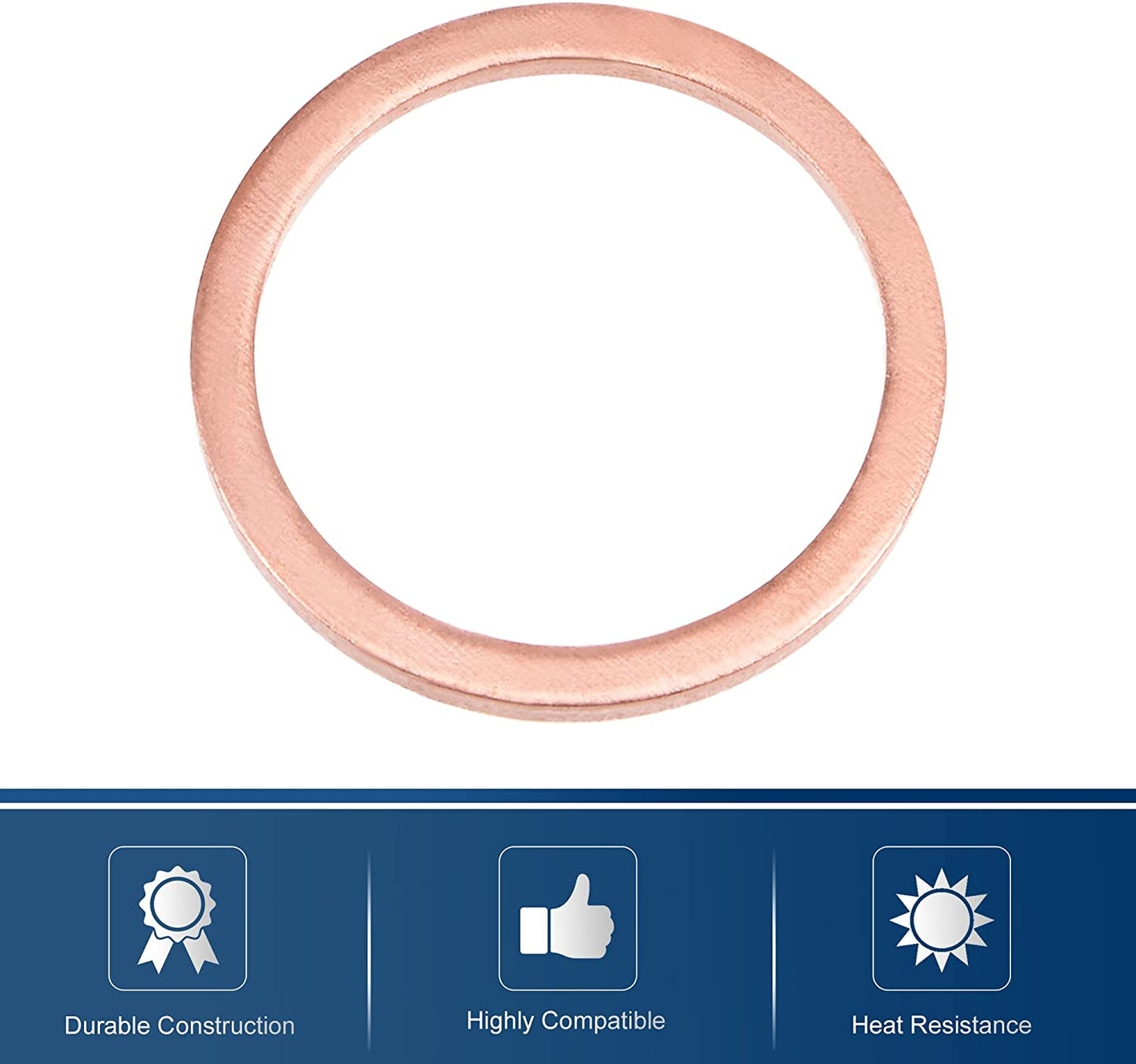 250pcs Metric M18x22x1.5mm Copper flat washer gasket Copper crush washer Sealing Ring for Screw Bolt Nut
