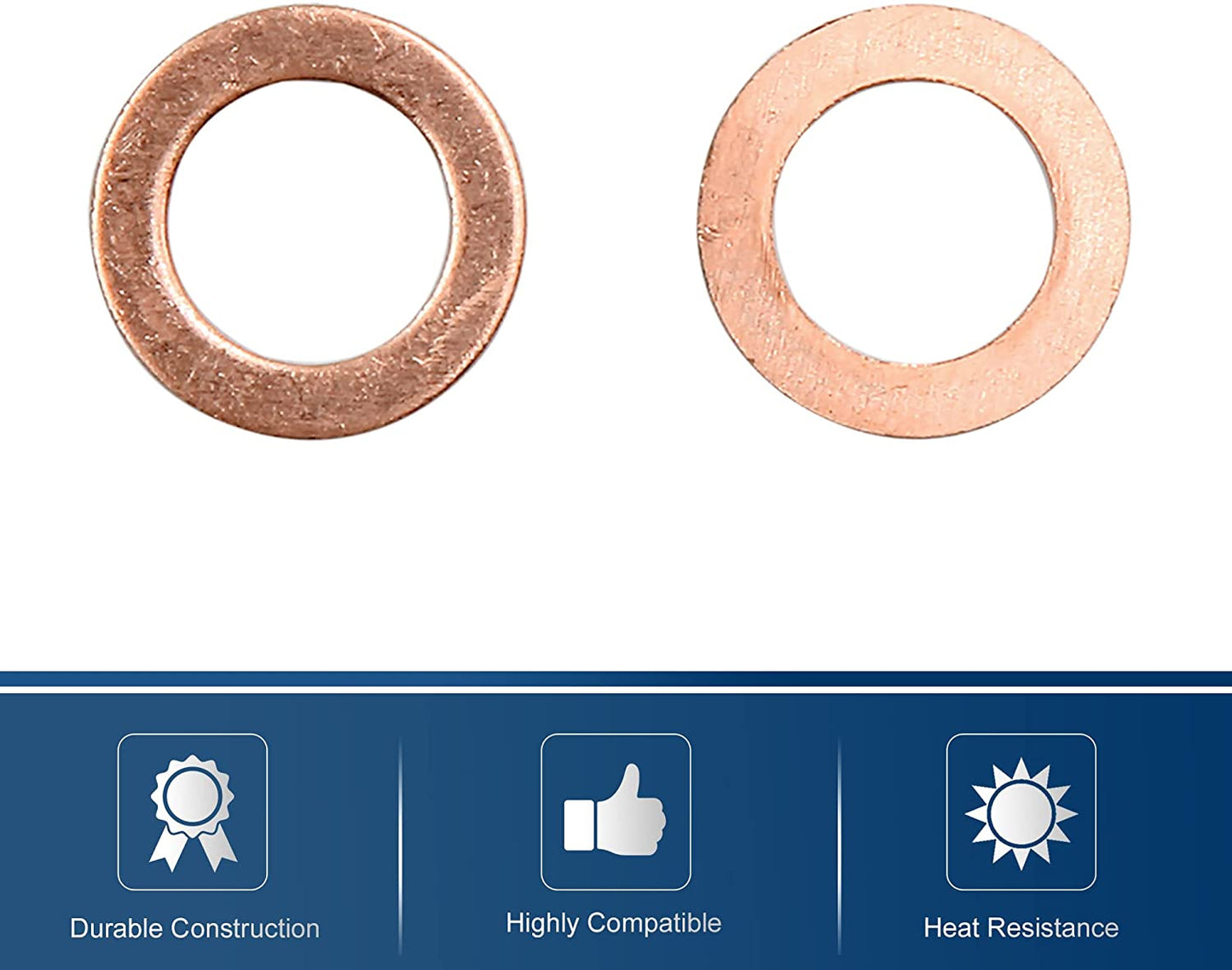 250pcs Metric M10x15x1mm Copper flat washer gasket Copper crush washer Sealing Ring for Screw Bolt Nut
