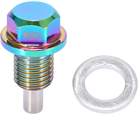 M12x1.5 Multicolor Magnetic Oil Drain Plug with Gaskets for Universal Car