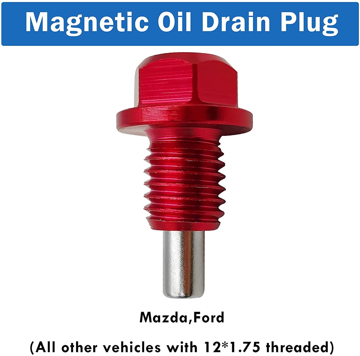 M12-1.75 Magnetic Oil Drain Plug for Most Compatible with GM Ford Mazda