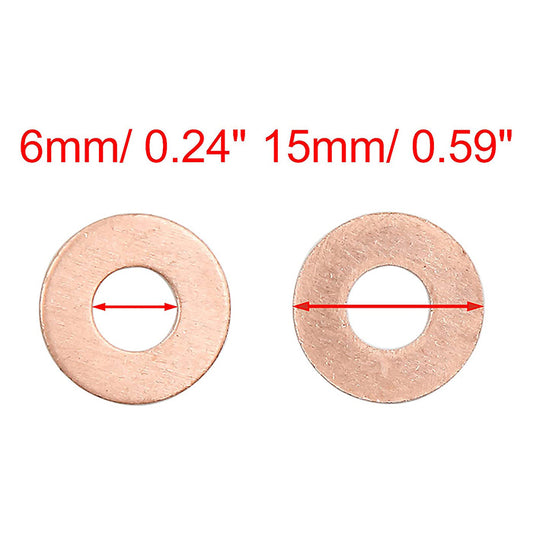 400pcs Metric M6x15x1mm Copper flat washer gasket Copper crush washer Sealing Ring for Screw Bolt Nut