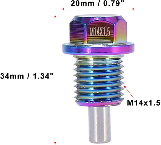 M14-1.5 Multicolor Magnetic Oil Drain Plug with Gaskets for Universal Car