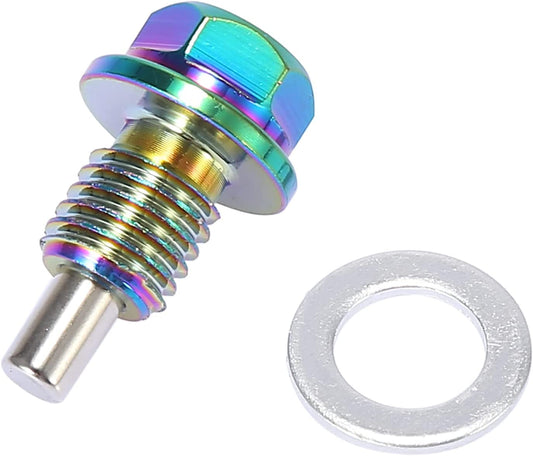 M12-1.75 Multicolor Magnetic Oil Drain Plug with Gaskets for Universal Car