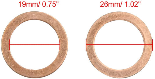 150pcs Metric M19x26x1mm Copper flat washer gasket Copper crush washer Sealing Ring for Screw Bolt Nut