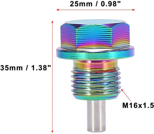 M16x1.5 Multicolor Magnetic Oil Drain Plug with Gaskets for Universal Car