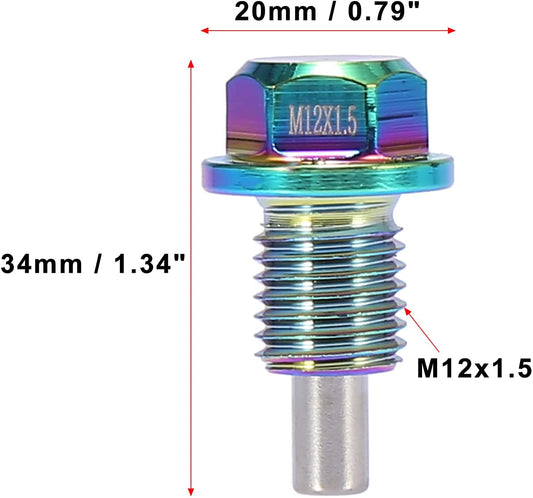 M12x1.5 Multicolor Magnetic Oil Drain Plug with Gaskets for Universal Car