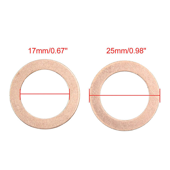 250pcs Metric M17x25x1mm Copper flat washer gasket Copper crush washer Sealing Ring for Screw Bolt Nut