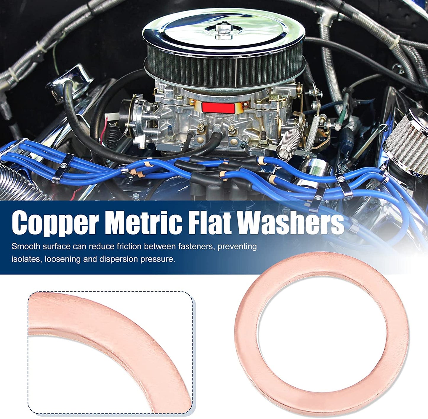 300pcs Metric M8x14x1 Copper Flat Washer Sealing Ring for Screw Bolt Nut